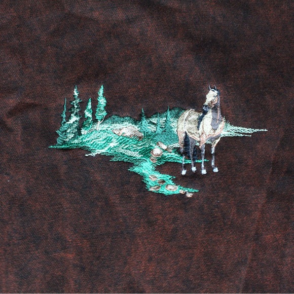 McIntosh Seymour Sweatshirt Vintage Western Horse Brown/red XL Acid Wash 90s - Picture 2 of 5